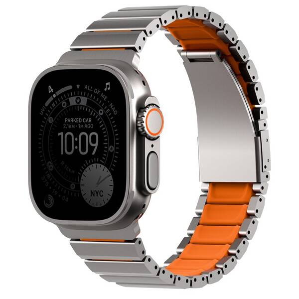 Remienok Uniq Strova Flex na Apple Watch 49/46/45/44MM strieborný/oranžový

