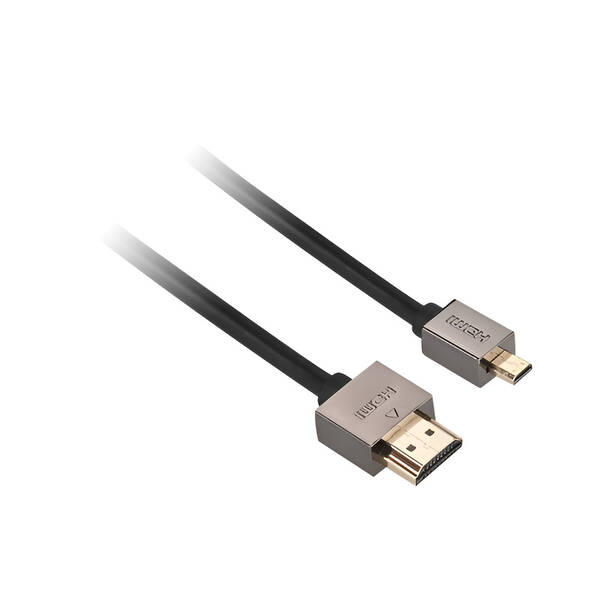 Kábel GoGEN HDMI/HDMI micro, 1,5m, v1.4, pozlátený, High speed, s ethernetom čierny

