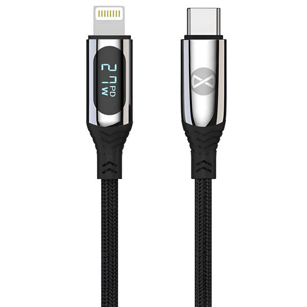 Kábel Forever USB-C/Lightning, s LCD, 27 W, 1 m čierny

