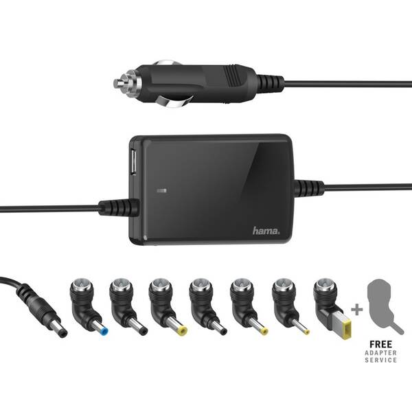 Sieťový adaptér Hama univerzálny pre notebook do auta, 15-19 V, 70 W, slim 

