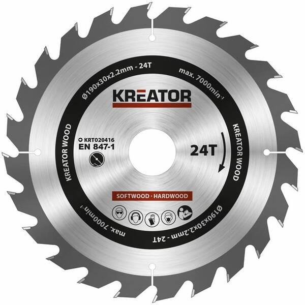 Pílový kotúč Kreator KRT020416 190mm 24T 

