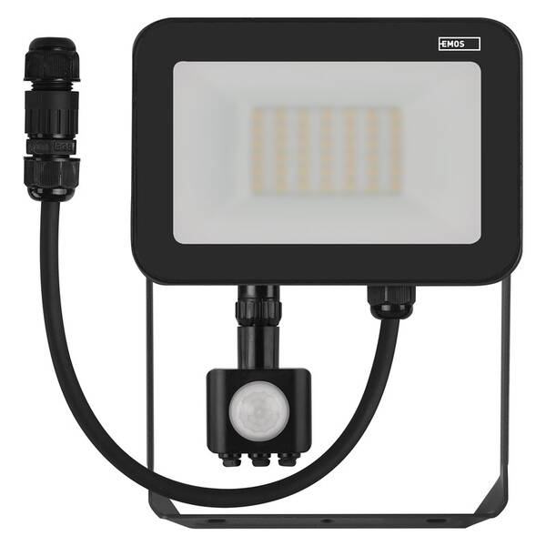 Reflektor EMOS INOVO 30W 3300LM PIR IP65 NW čierny

