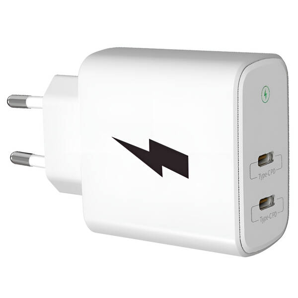 Nabíjačka do siete WG 2x USB-C PD 20W biela

