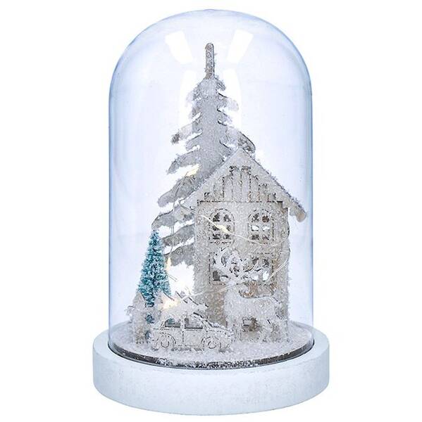 LED dekorácie Solight zasnežená krajina s domčekom, 18cm, 10x LED, 2x AAA 

