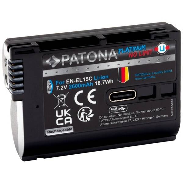 Batéria PATONA Platinum EN-EL15C 2600 mAh Li-Ion (Nikon) čierna

