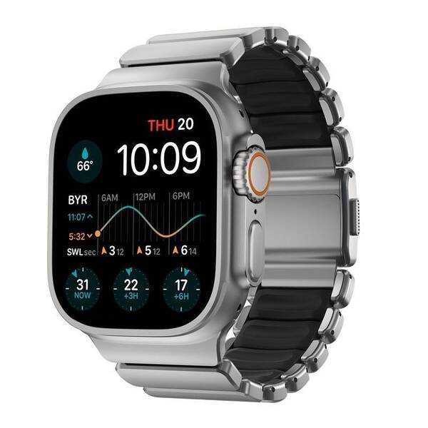 Remienok NOMAD Stratos Titanium FKM na Apple Watch 45/46/49 mm čierny/sivý

