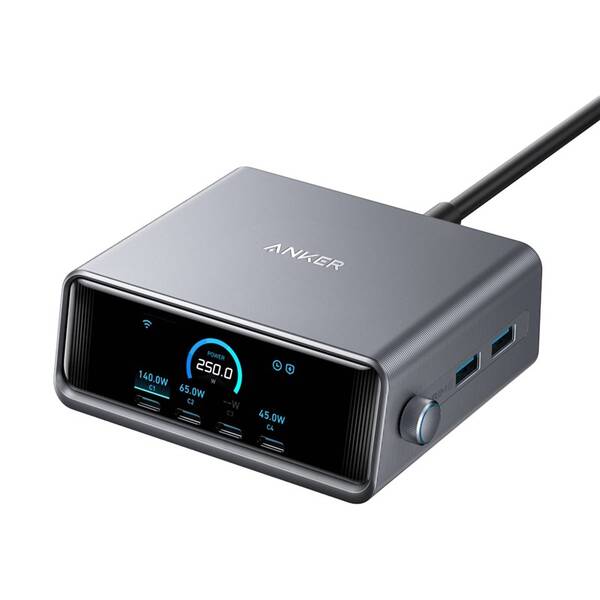 Nabíjačka do siete Anker Prime Charger 250W, USB-C/USB, GaN čierna

