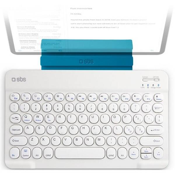 Klávesnica SBS pre tablet, univerzálna, bezdrôtová, US layout biele

