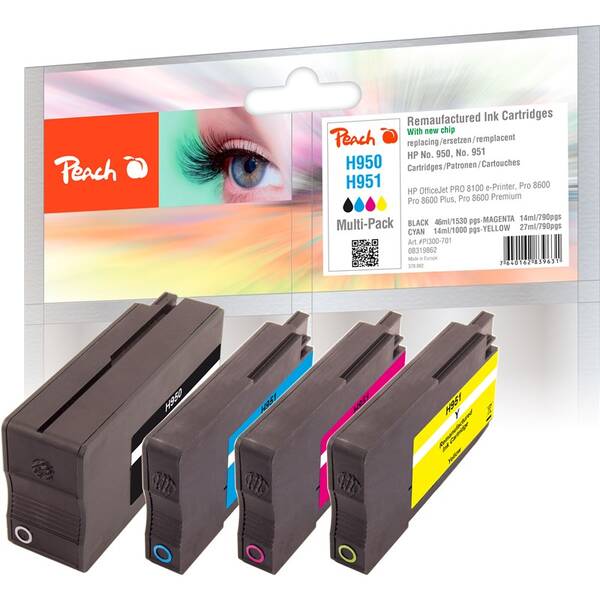 Cartridge Peach HP 950/951, MultiPack, 1x46, 3x14 ml - CMYK 


