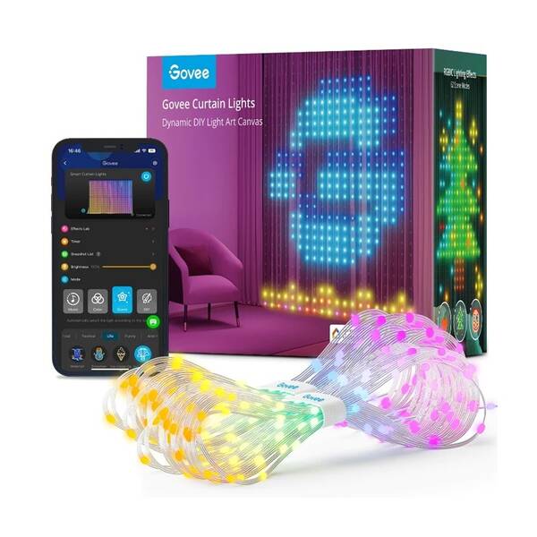 Dekoratívne LED Govee RGBIC Curtain, 520 LED, 1.5 x 2m 

