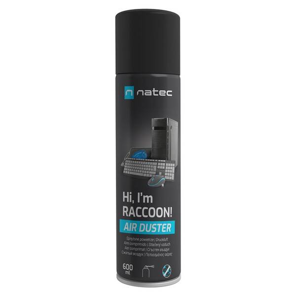 Stlačený vzduch Natec Raccoon Air 600 ml čierny

