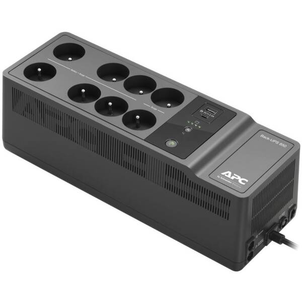 Záložný zdroj APC Back-UPS 850VA (520W), 230 V, nabíjecí porty USB/USB-C, 8x česká zásuvka (FR) 

