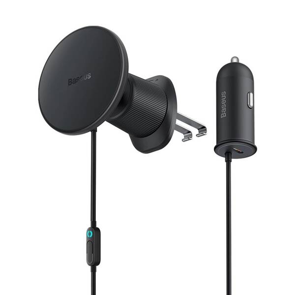 Držiak na mobil Baseus do ventilačnej mriežky s nabíjačkou USB-C 15W+25W čierny

