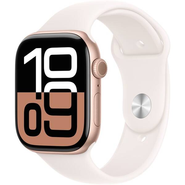 Inteligentné hodinky Apple GPS 46mm ružovo zlatý hliník - svetlo rumenný športový remienok - M/L 

