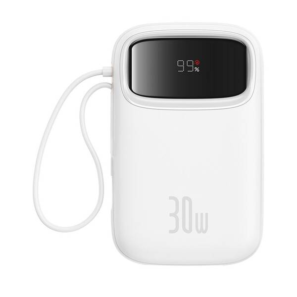 Powerbank Baseus Qpow 10000mAh 30W s USB-C kabelem biela

