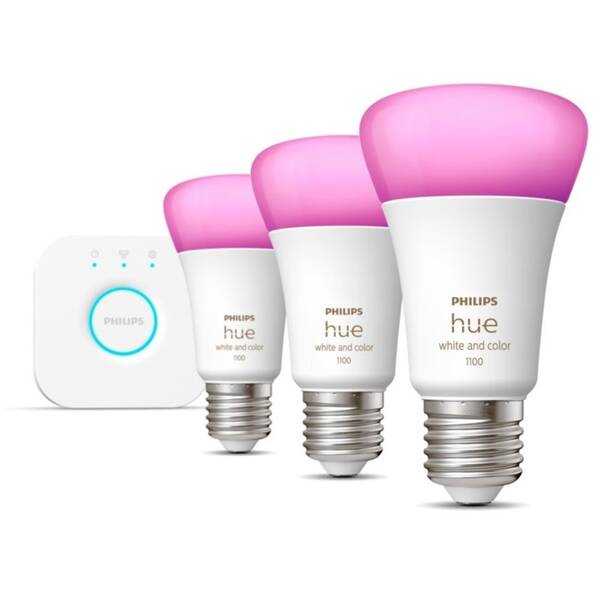 Štartovacia sada Philips Bluetooth, 9W, E27, White and Color Ambiance, 3ks + Bridge 

