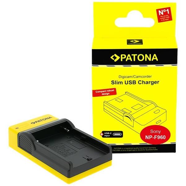 Nabíjačka PATONA Slim USB Charger NP-F970 (Sony) čierna/žltá

