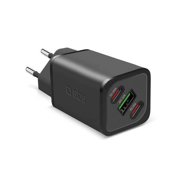Nabíjačka do siete SBS NanoTube 2x USB-C/USB-A, GaN, 100 W, PD čierna

