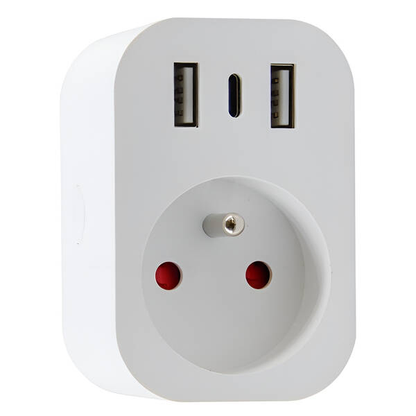 Inteligentná zásuvka IMMAX NEO LITE SMART, typ E, 2x USB, 1x USB-C, TUYA biela


