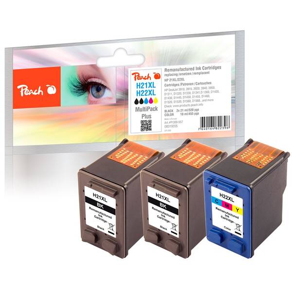 Cartridge Peach HP 21XL/22XL MultiPack Plus, 2x520/455 strán - CMYK 

