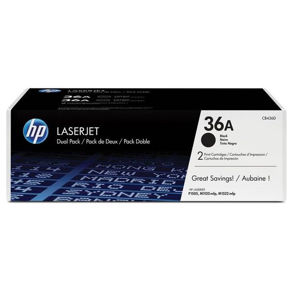 Toner HP 36A, 2x 2 000 strán, 2-pack čierny

