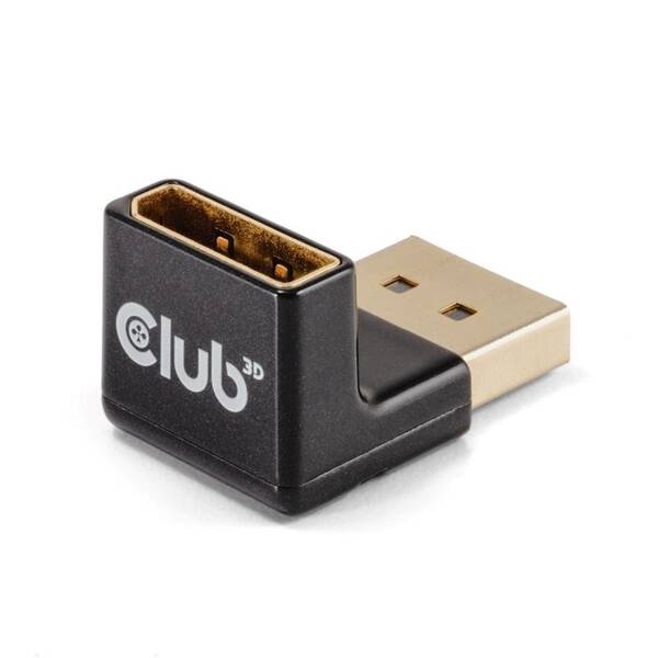 Adaptér Club3D DisplayPort/DisplayPort 1.4, 4K120Hz, 90° čierna

