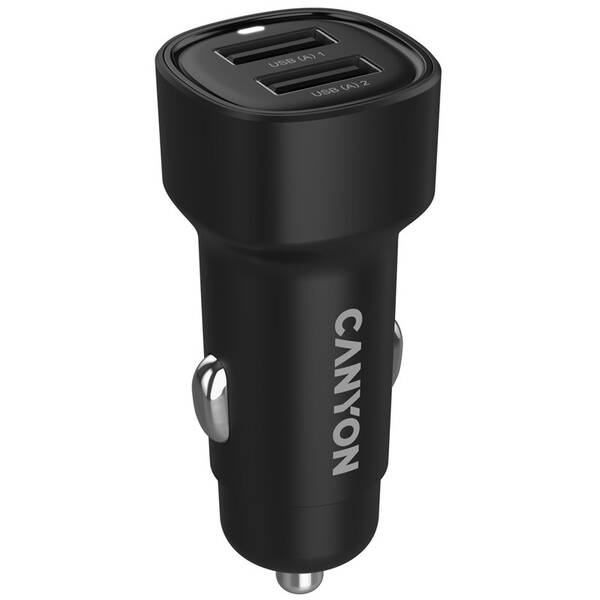 Adaptér do auta Canyon OnDrive 24  24W 2xUSB-A čierny

