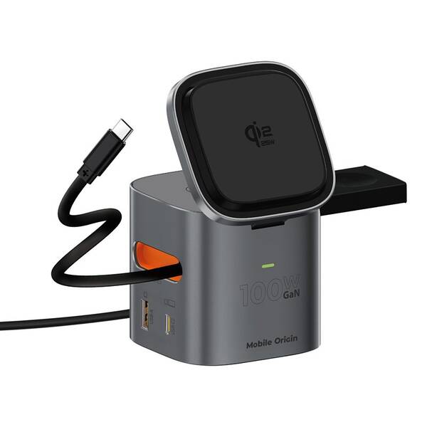 Nabíjačka do siete Mobile Origin 100W, Qi2 25W Foldable Charger PW37, MagSafe čierna

