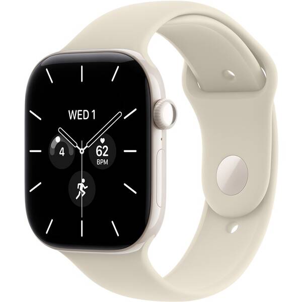 Inteligentné hodinky Apple GPS + Cellular 42 mm perlově bílá keramika, pískový sportovní řemínek - S/M 

