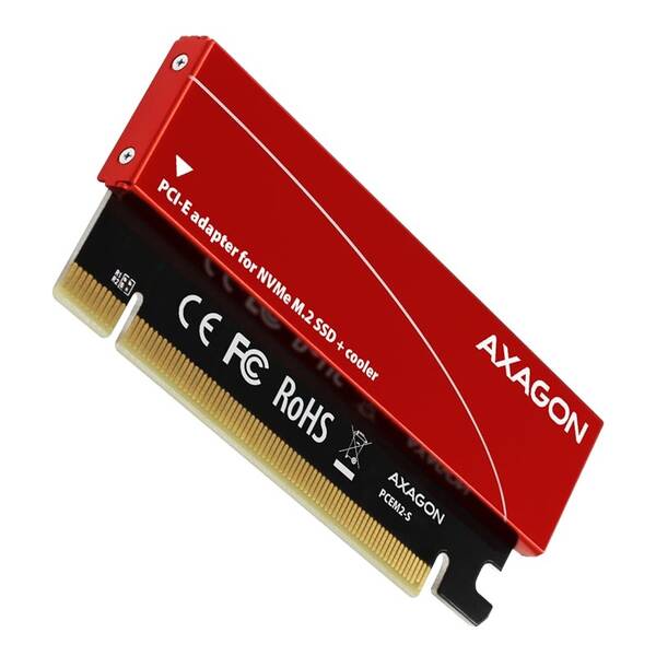 Adaptér Axagon PCEM2-S, PCIe x16 - M.2 NVMe M-key červený

