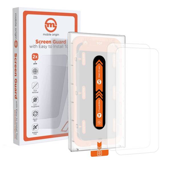 Tvrdené sklo Mobile Origin Orange Screen Guard Apple iPhone 15 Pro Max/15 Plus s aplikátorom, 2 pack 

