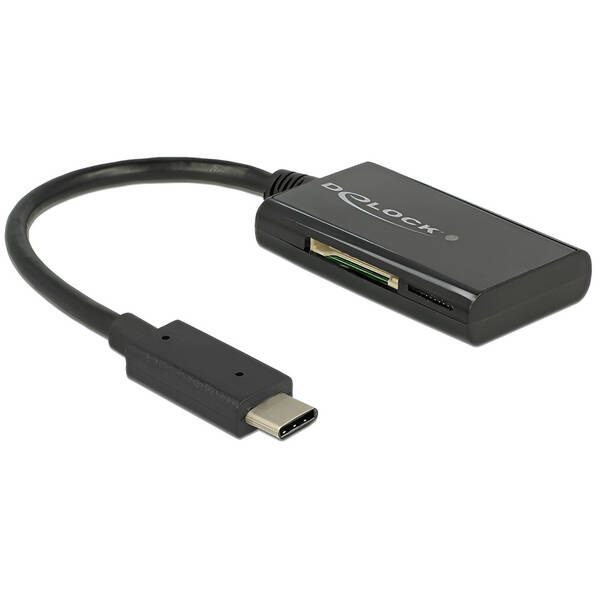 Čítačka pamäťových kariet DeLock USB-C/ SD, micro SD čierna

