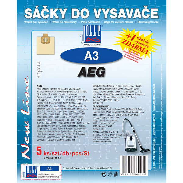 Vrecká pre vysávače Jolly A 3 (5 ks) 

