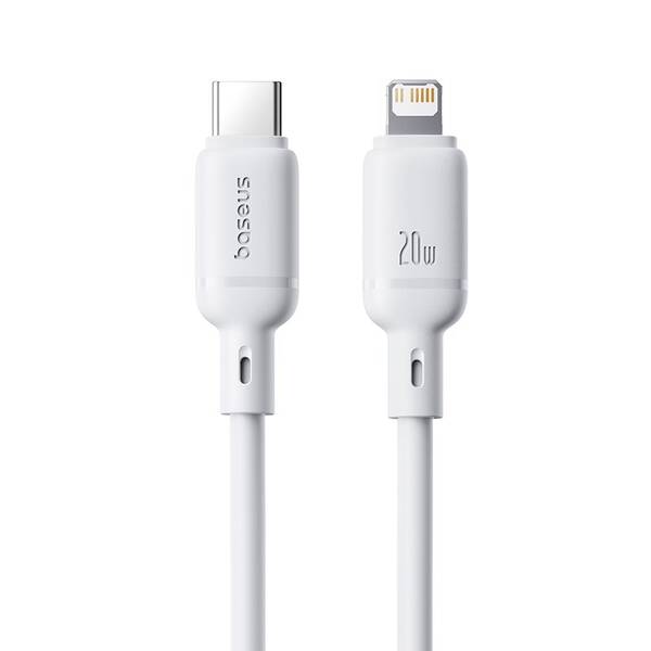 Kábel Baseus Silky USB-C/Lightning, 20W, 1m biely

