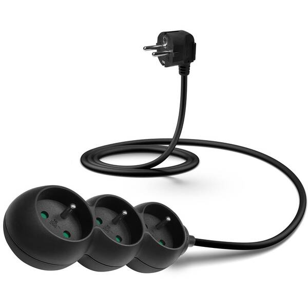 Kábel predlžovací Connect IT 3x zásuvka, 1,5m čierny

