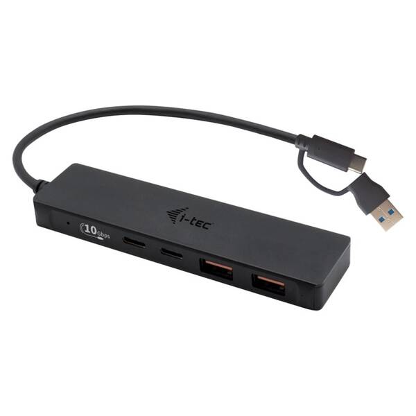 USB Hub i-tec USB-C Metal, 2x USB 3.0 + 2x USB-C čierny

