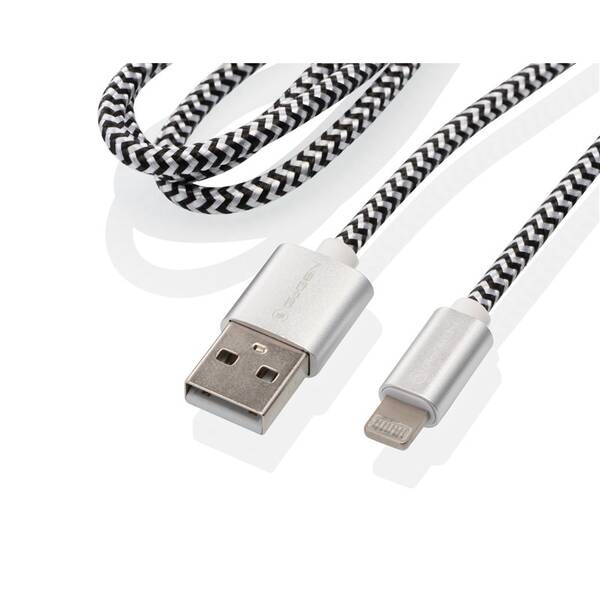 Kábel GoGEN USB / lightning, 1m, opletený, skúmavka strieborný

