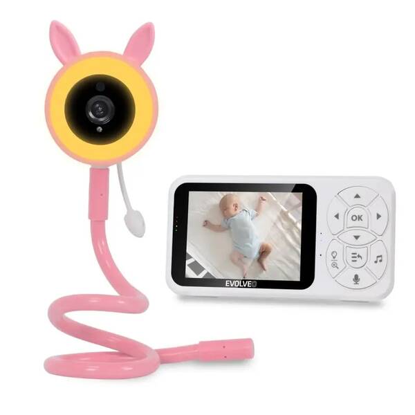 Detská elektronická pestúnka Evolveo Baby Monitor N35 (CAM-35P) biela/ružová

