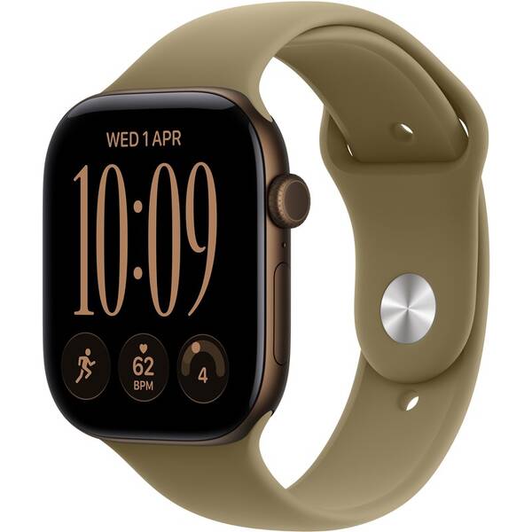 Inteligentné hodinky Apple GPS + Cellular 46 mm tmavě bronzový hliník, olivový sportovní řemínek - M/L 


