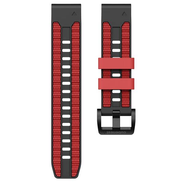 Remienok Cubenest Premium Silicone Garmin QuickFit Band 22mm čierny/červený

