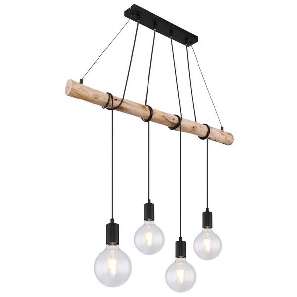 Závesné svietidlo GLOBO Auston, 4xE27, 60W čierne/drevené

