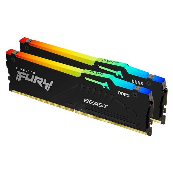 Pamäťový modul Kingston FURY Beast RGB 128GB (2x64GB) DDR5 5600MHz CL36 čierny

