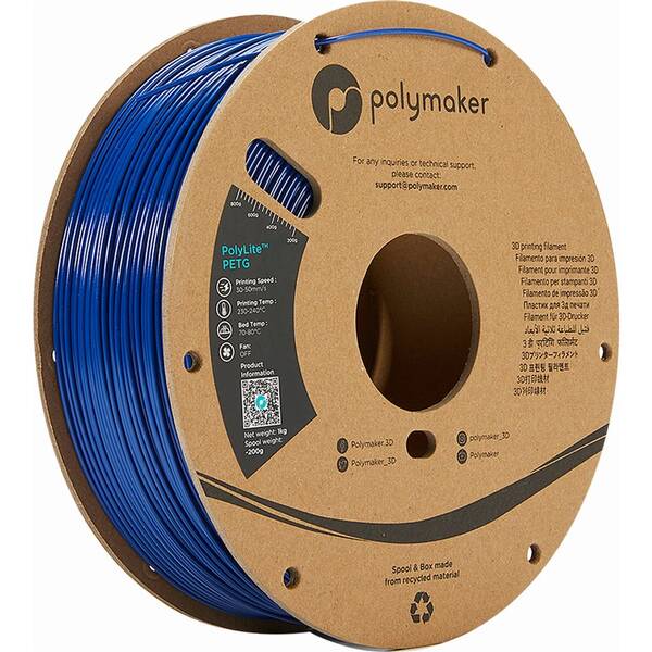 Tlačová struna (filament) Polymaker PolyLite PETG, 1,75 mm, 1 kg modrý

