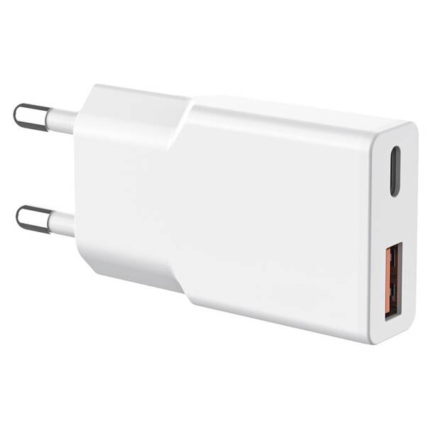 Nabíjačka do siete WG Ultra Slim GaN 1xUSB-C/1xUSB-A biela

