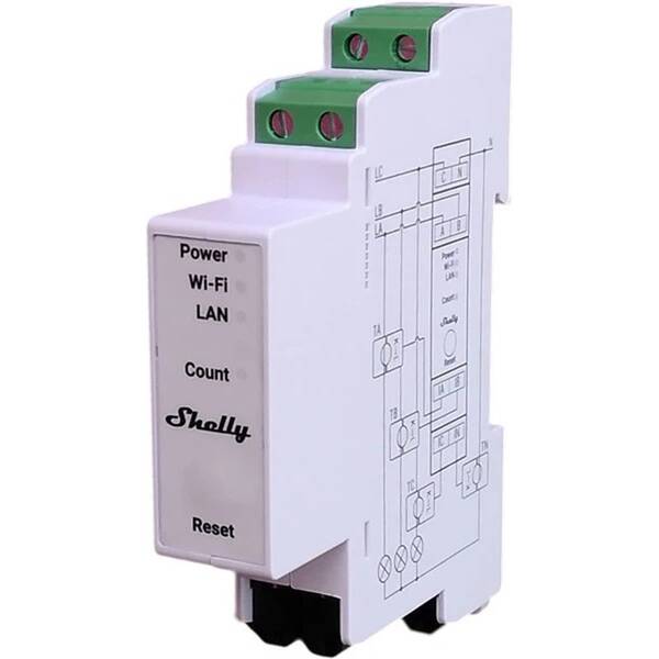 Modul Shelly Pre 3EM-3CT63 - 3-fázové meranie spotreby, LAN, Wi-Fi, Bluetooth biely

