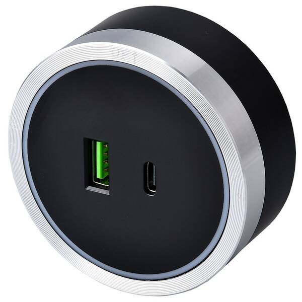 Zásuvkový modul Viking USB, USB-C čierny/strieborný

