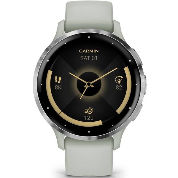 Inteligentné hodinky Garmin Venu 3S - Silver / Sage Gray Silicone Band 

