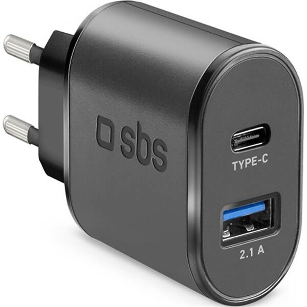 Nabíjačka do siete SBS USB/USB-C 2.1 A BL 

