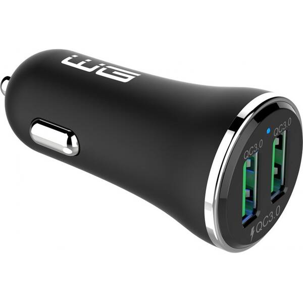 Adaptér do auta WG 2x USB, QC 3.0, 36 W čierny

