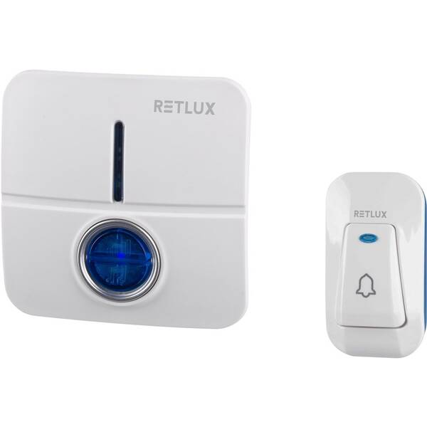 Zvonček bezdrôtový RETLUX RDB 105, do siete 230V + batériové tlačidlo biely

